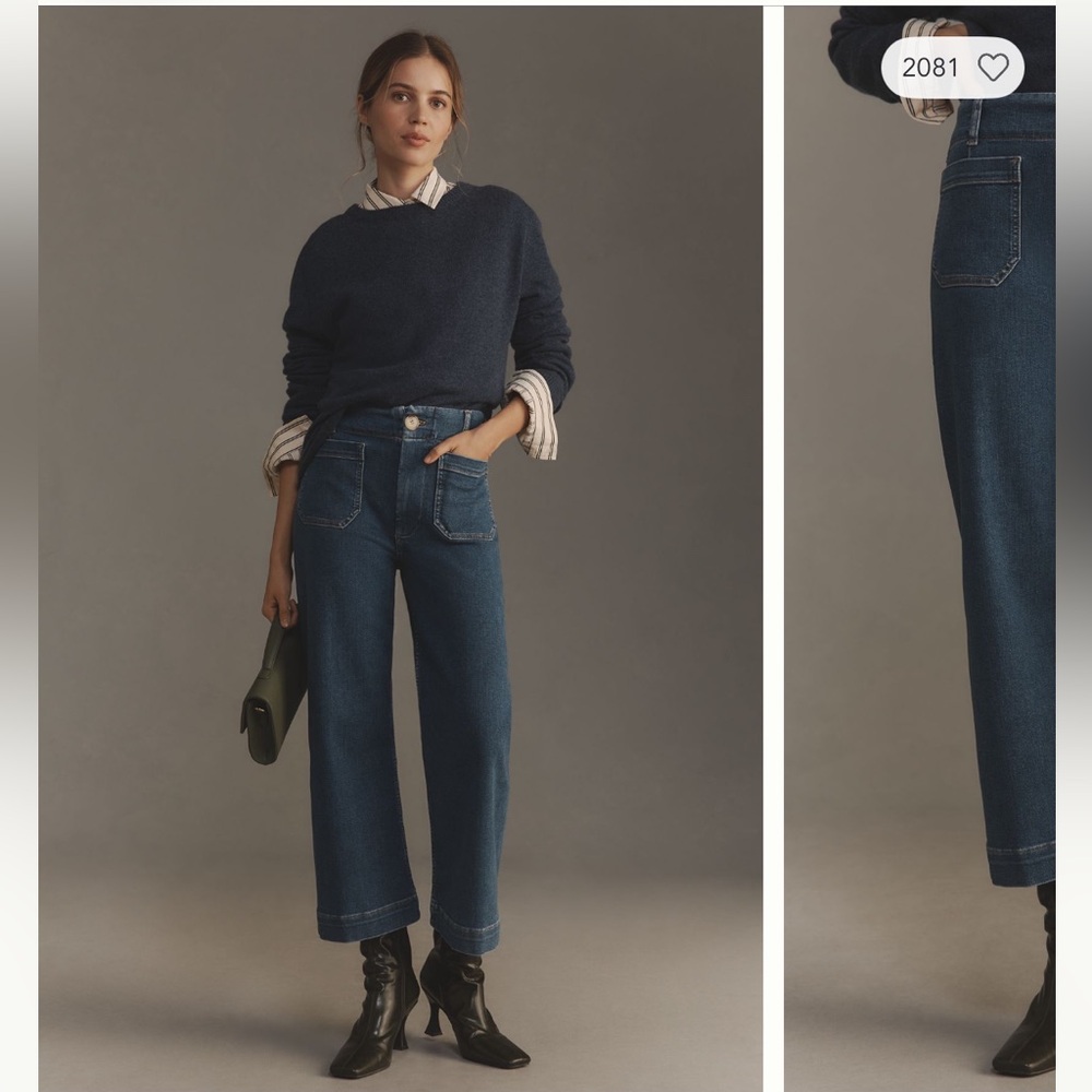 Maeve Colette Regenerative Cotton Crop Wide Leg Jeans